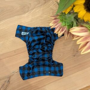 Bella Luna OS Pocket Cloth Diaper | Black And Blue Plaid